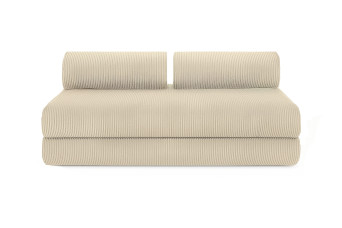 Canapé droit convertible 5 places - Velours côtelé - Beige