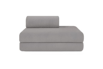 Canapé droit convertible et modulable 2 places - Velours côtelé - Gris clair