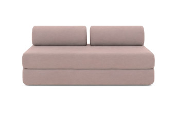Canapé droit convertible 3 places - Tissu lisse - Rose