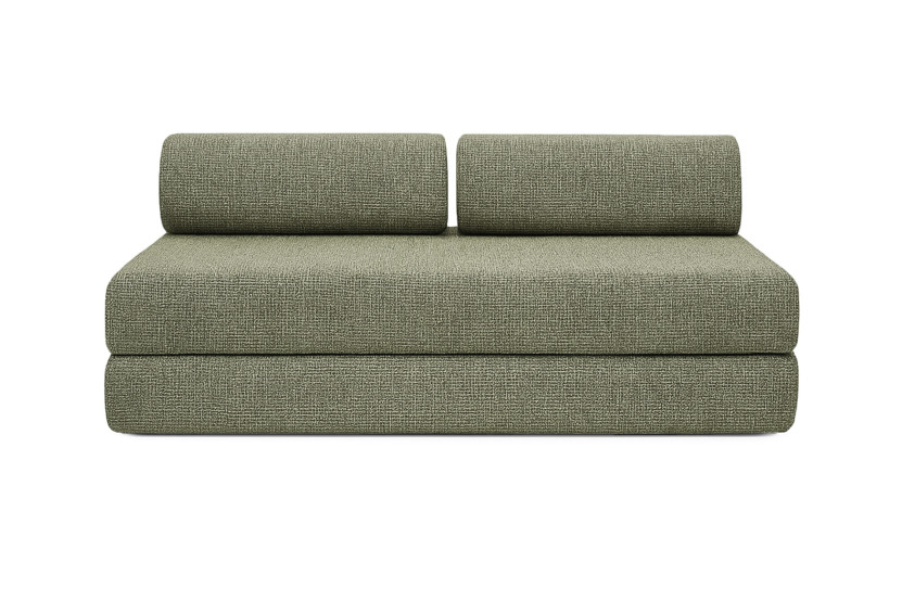 Canapé d'angle convertible 6 places - Tissu tweed - Vert