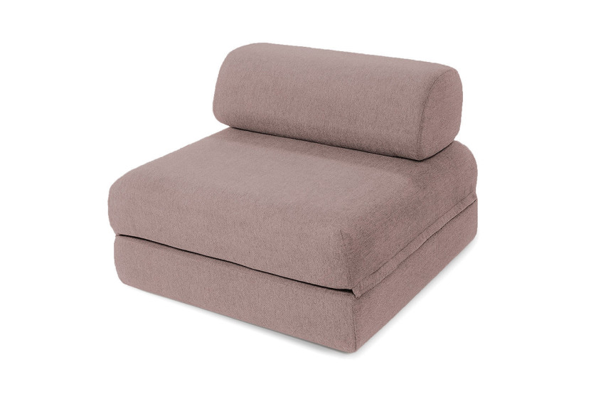 Canapé droit convertible 4 places - Tissu lisse - Rose