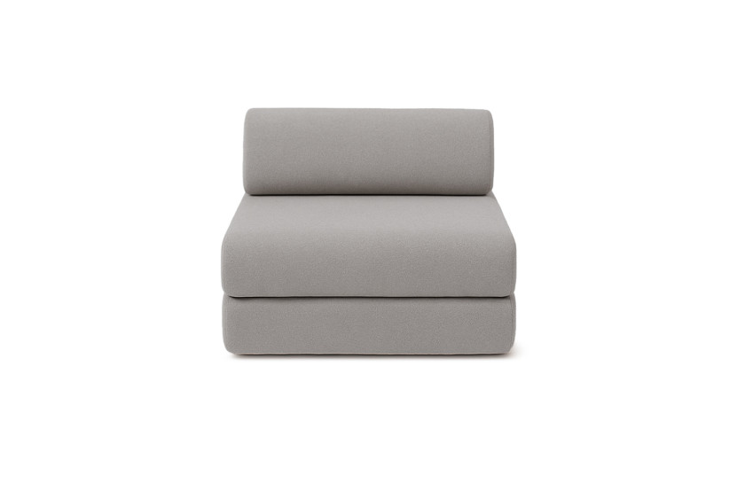 Canapé droit convertible 3 places - Tissu lisse - Gris clair