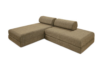 Canapé d'angle convertible 5 places - Tissu tweed - Jaune
