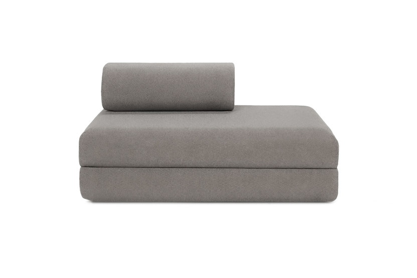 Canapé droit convertible 3 places - Tissu lisse - Gris