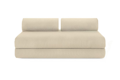 Canapé d'angle 6 places - 2 modules convertibles : Canapé 3 places + Méridienne - Velours côtelé Beige
