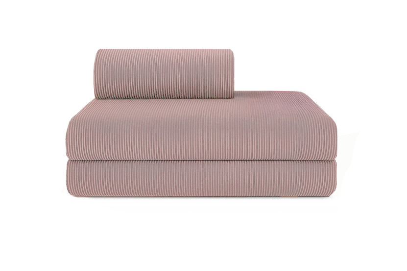 Canapé droit convertible et modulable 2 places - Velours côtelé - Rose pâle