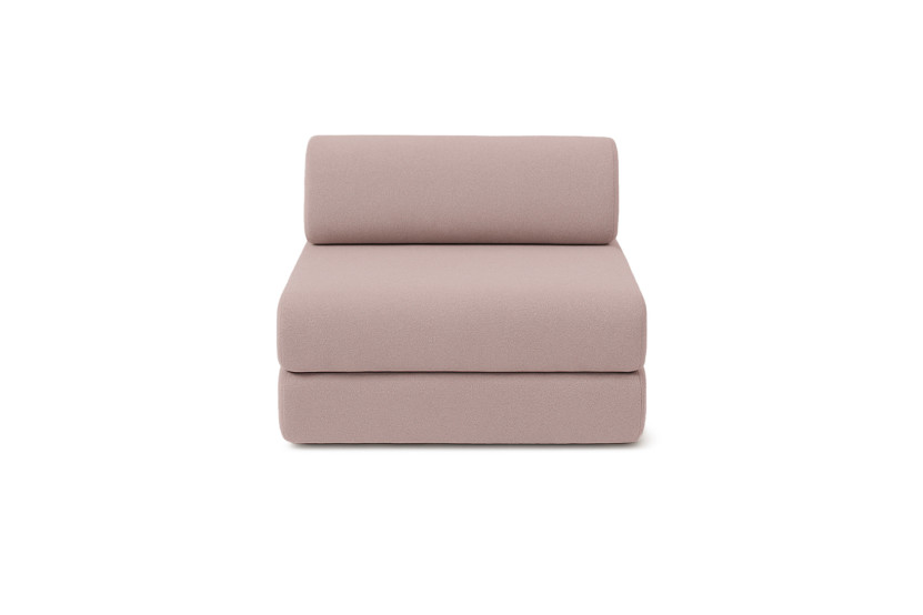 Canapé droit convertible 3 places - Tissu lisse - Rose