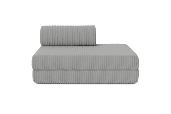 Canapé droit convertible et modulable 2 places - Velours côtelé XL - Gris clair