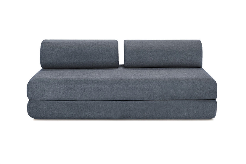 Canapé droit convertible 5 places - Tissu lisse - Bleu