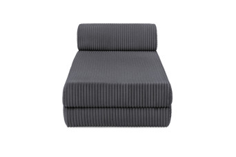 Méridienne convertible et modulable - Velours côtelé XL - Gris