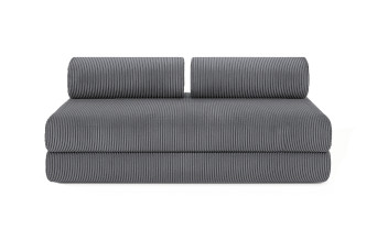 Canapé droit convertible 4 places - Velours côtelé - Gris