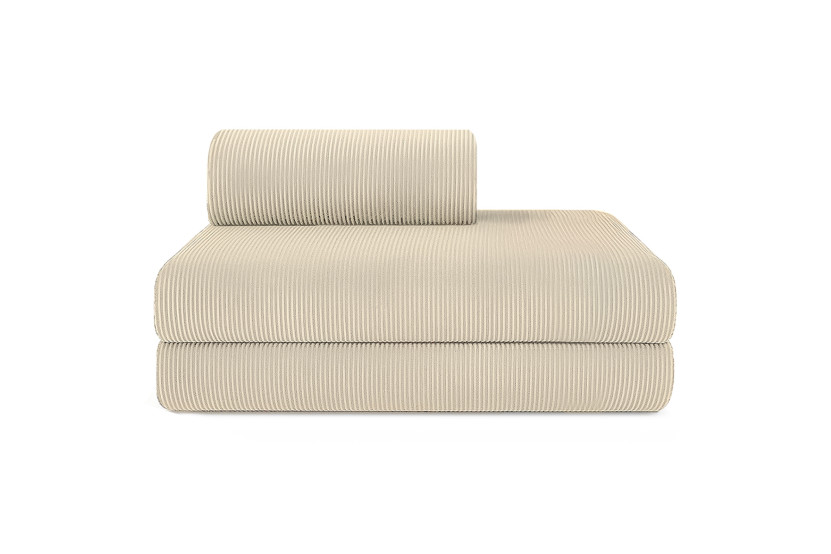 Canapé droit convertible 3 places - Velours côtelé - Beige