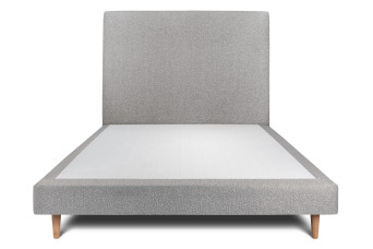Lit 150x190 cm avec Tête de lit tapissée - Tissu Bouclette Gris Lit 150x190 cm avec Tête de lit tapissée - Tissu Bouclette Gris