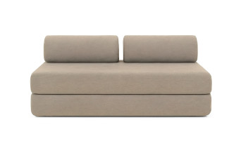 Canapé droit convertible 3 places - Tissu lisse - Taupe