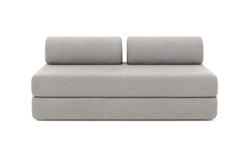 Canapé droit convertible 4 places - Tissu lisse - Gris clair