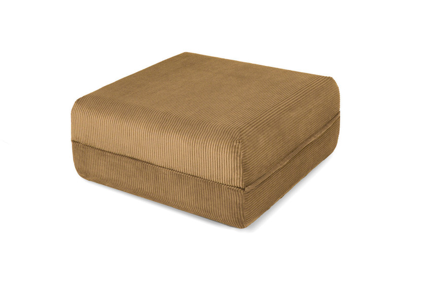 Pouf convertible et modulable - Velours côtelé - Jaune