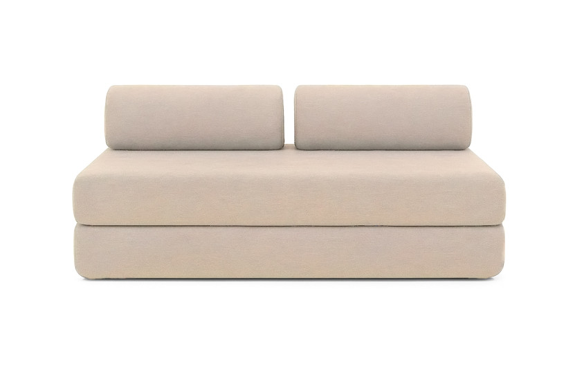 Canapé droit convertible 4 places - Tissu lisse - Beige
