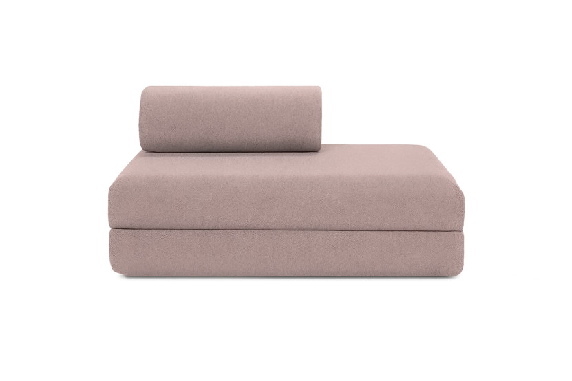 Canapé d'angle convertible 5 places - Tissu lisse - Rose