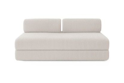Canapé d'angle 4 places - 2 modules convertibles : Canapé 3 places + Pouf - Velours côtelé XL Blanc