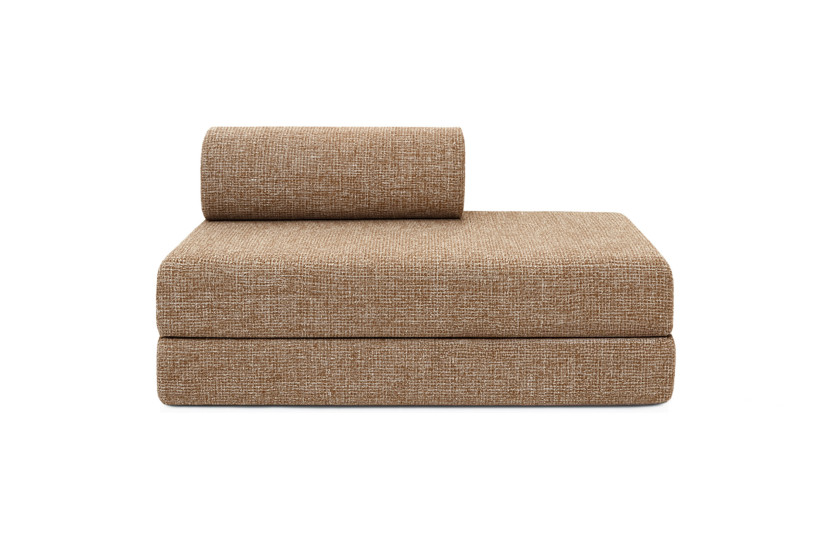 Canapé d'angle convertible 5 places - Tissu tweed - Marron