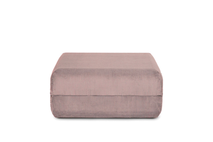 Pouf convertible et modulable - Velours côtelé - Rose pâle