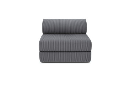 Canapé d'angle 6 places - 3 modules convertibles : Canapé 3 places + Fauteuil + Pouf - Velours côtelé Gris