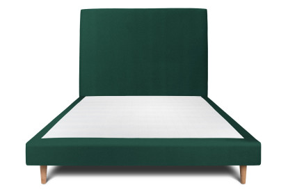 Lit 150x190 cm - Sommier tapissier H29 cm + tête de lit tapissée - Tissu Velours Vert