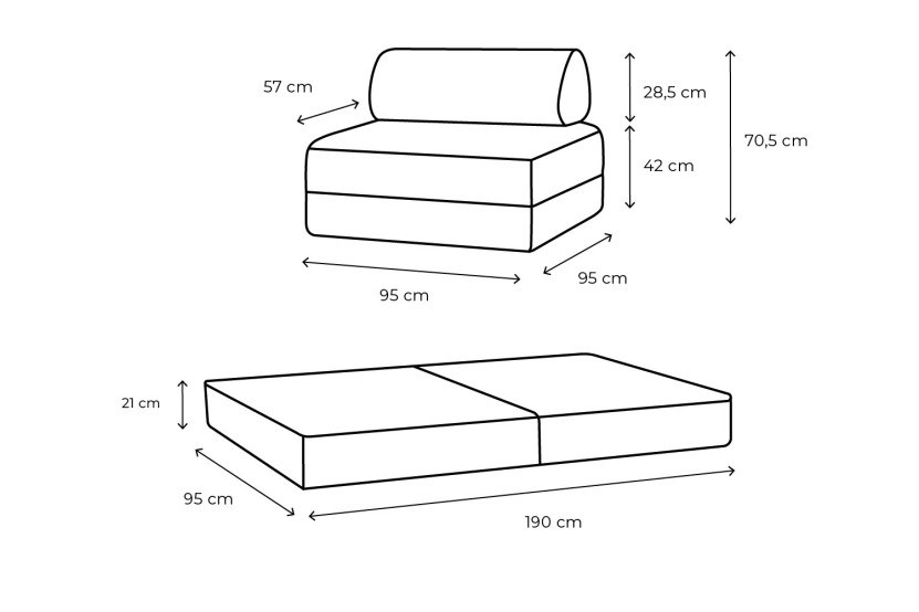 Fauteuil convertible et modulable - Velours côtelé XL - Blanc