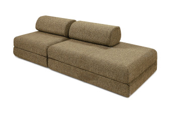 Canapé droit convertible 3 places - Tissu tweed - Jaune