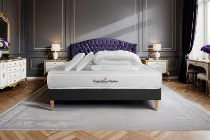 Pack lit complet 160x200 cm - Matelas + Sommier Noir + 2 oreillers + Couette - Nottingham