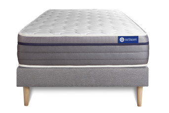 Ensemble Matelas Sommier 80x190 cm - Sommier Gris (en kit) - ActiMemo Zen