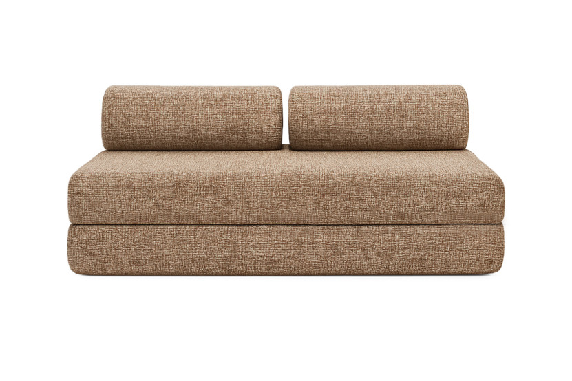 Canapé d'angle convertible 6 places - Tissu tweed - Marron