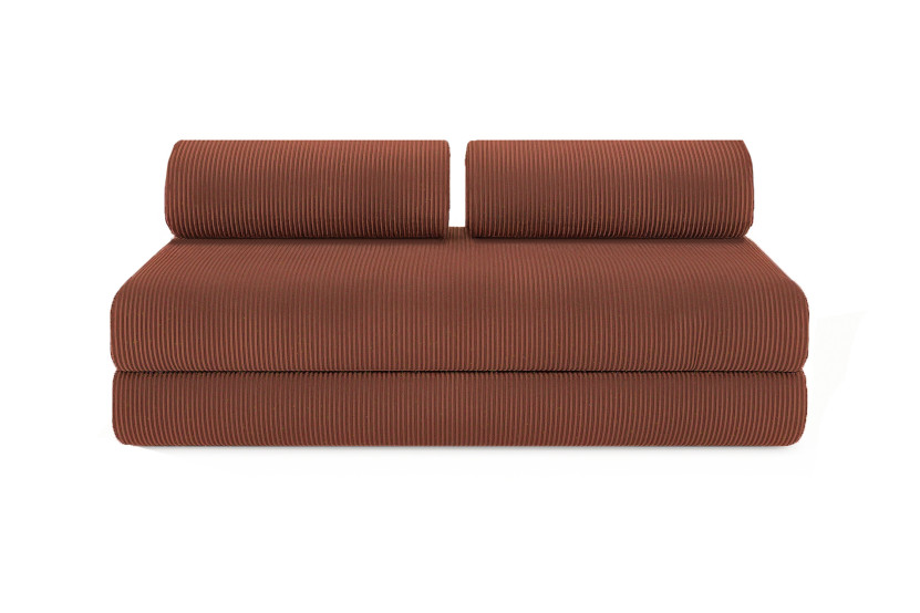 Canapé d'angle convertible 4 places - Velours côtelé - Terracotta