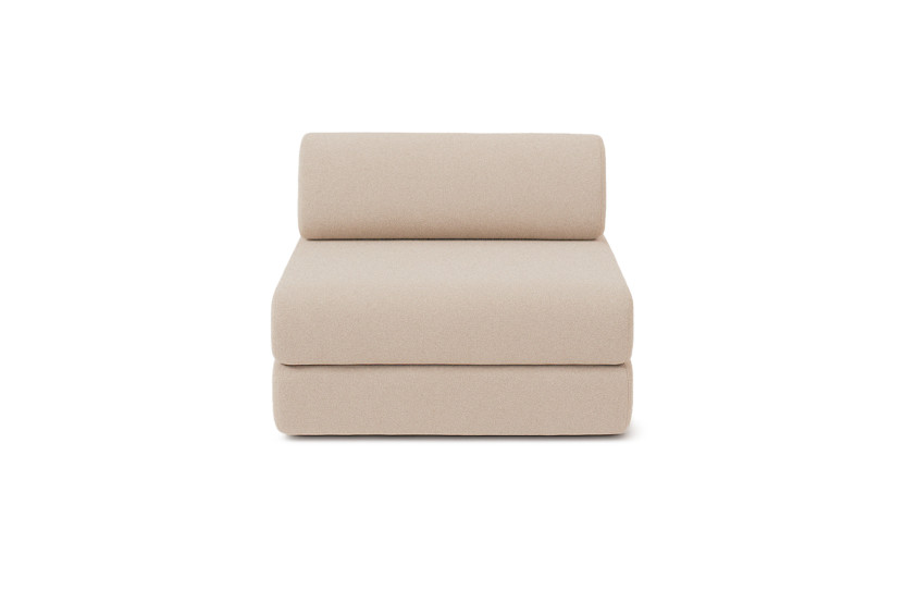 Canapé droit convertible 3 places - Tissu lisse - Beige