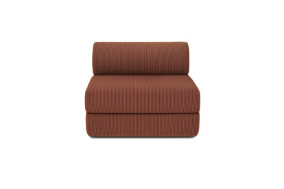 Canapé d'angle 6 places - 3 modules convertibles : Canapé 3 places + Fauteuil + Pouf - Velours côtelé Terracotta