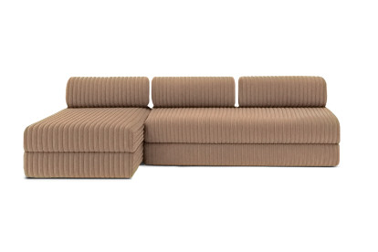 Canapé d'angle 6 places - 2 modules convertibles : Canapé 3 places + Méridienne - Velours côtelé XL Marron