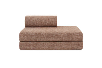 Canapé droit convertible et modulable 2 places - Tissu tweed - Rouge