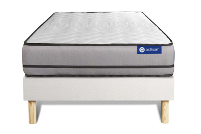 Ensemble Matelas Sommier 90x190 cm - Sommier Blanc (en kit) - Actimemo Night