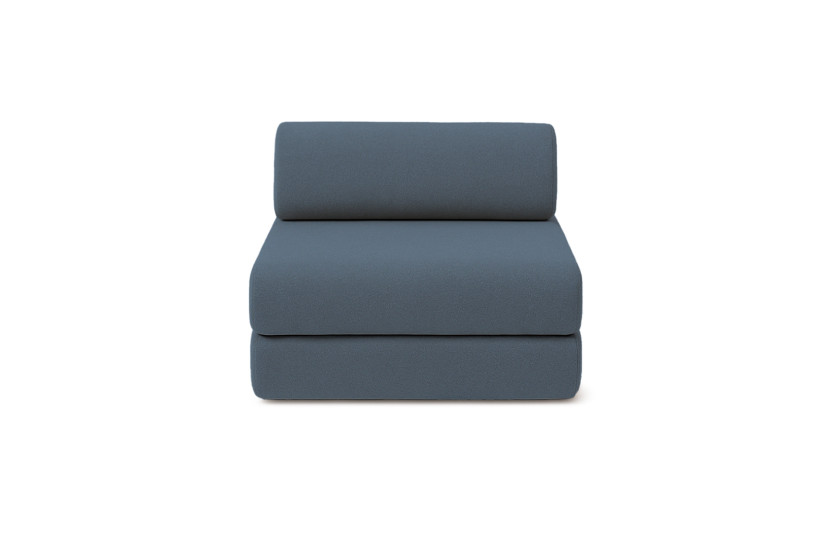 Canapé droit convertible 3 places - Tissu lisse - Bleu