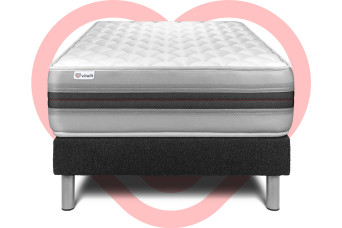 Ensemble Matelas Sommier 90x190 cm - Sommier Noir (en kit) - Vitalmemo Back