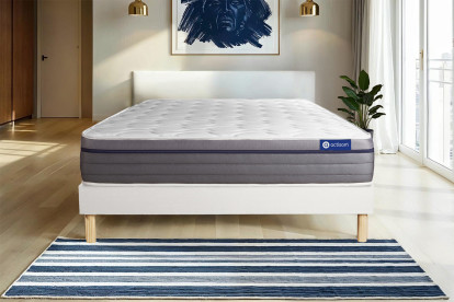 Ensemble Matelas Sommier 160x195 cm - Sommier Blanc (en kit) - Actiflex Zen