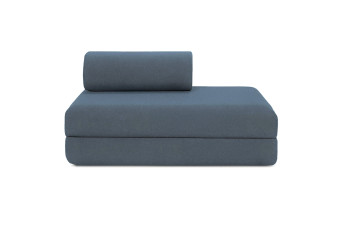 Canapé droit convertible et modulable 2 places - Tissu lisse - Bleu