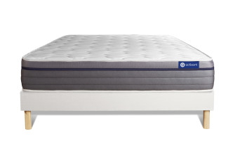 Ensemble Matelas Sommier 160x220 cm - Sommier Blanc (en kit) - Actilatex Zen