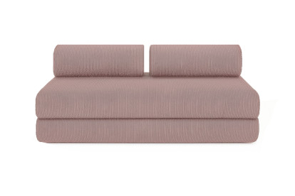 Canapé d'angle 6 places - 3 modules convertibles : Canapé 3 places + Fauteuil + Pouf - Velours côtelé Rose pâle