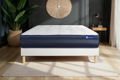 Ensemble Matelas Sommier 150x200 cm - Sommier Blanc (en kit) - Actimemo Tech