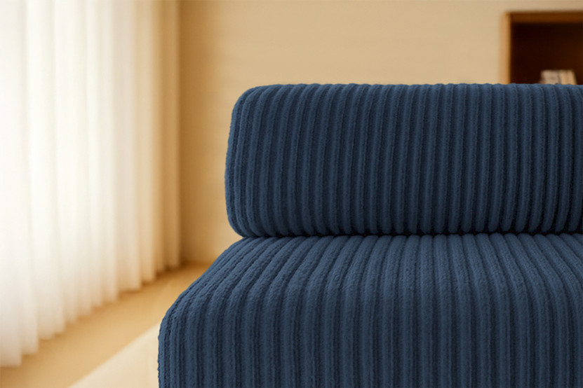 Canapé droit convertible et modulable 2 places - Velours côtelé XL - Bleu