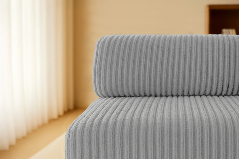 Canapé droit convertible 3 places - Velours côtelé XL - Gris clair