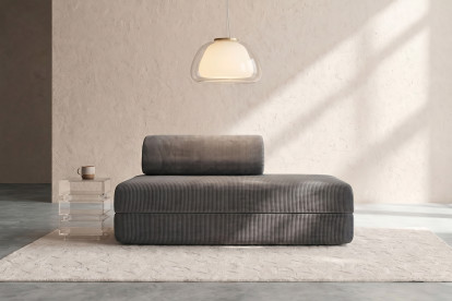 Canapé 2 places convertible et modulable - Velours côtelé Gris