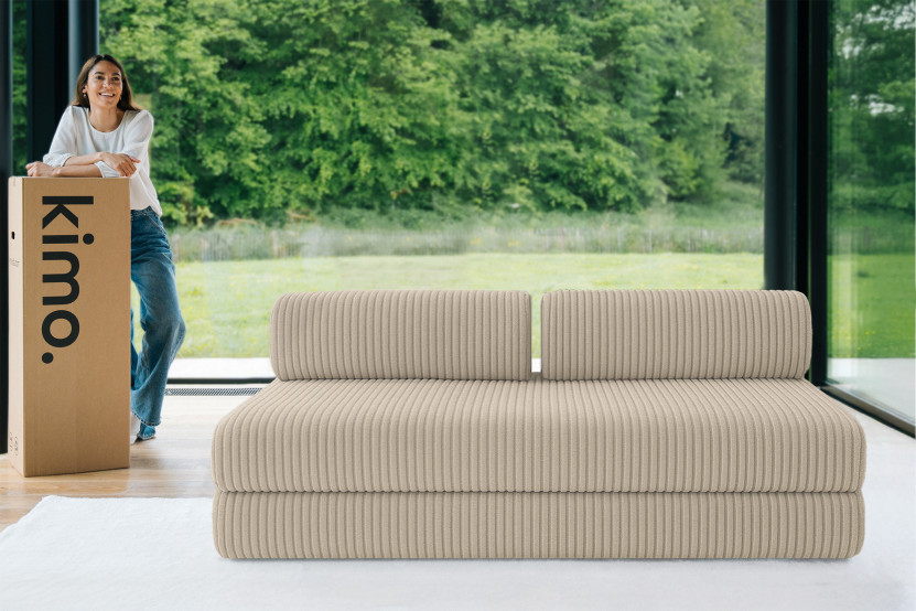 Canapé droit convertible 3 places - Velours côtelé XL - Taupe