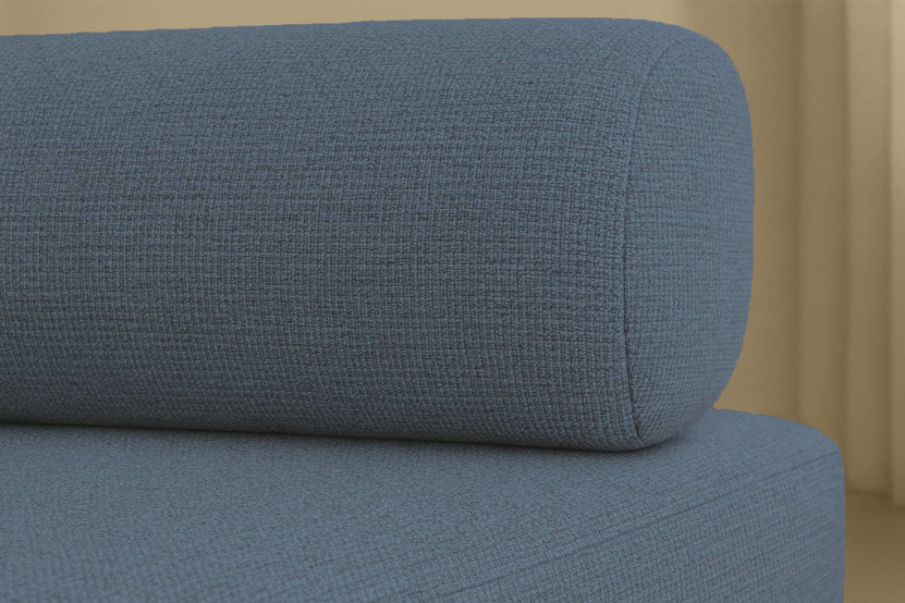 Canapé droit convertible 3 places - Tissu lisse - Bleu